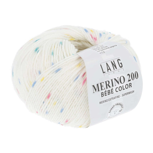 MERINO 200 BEBE COLOR - WEISS BEDRUCKT