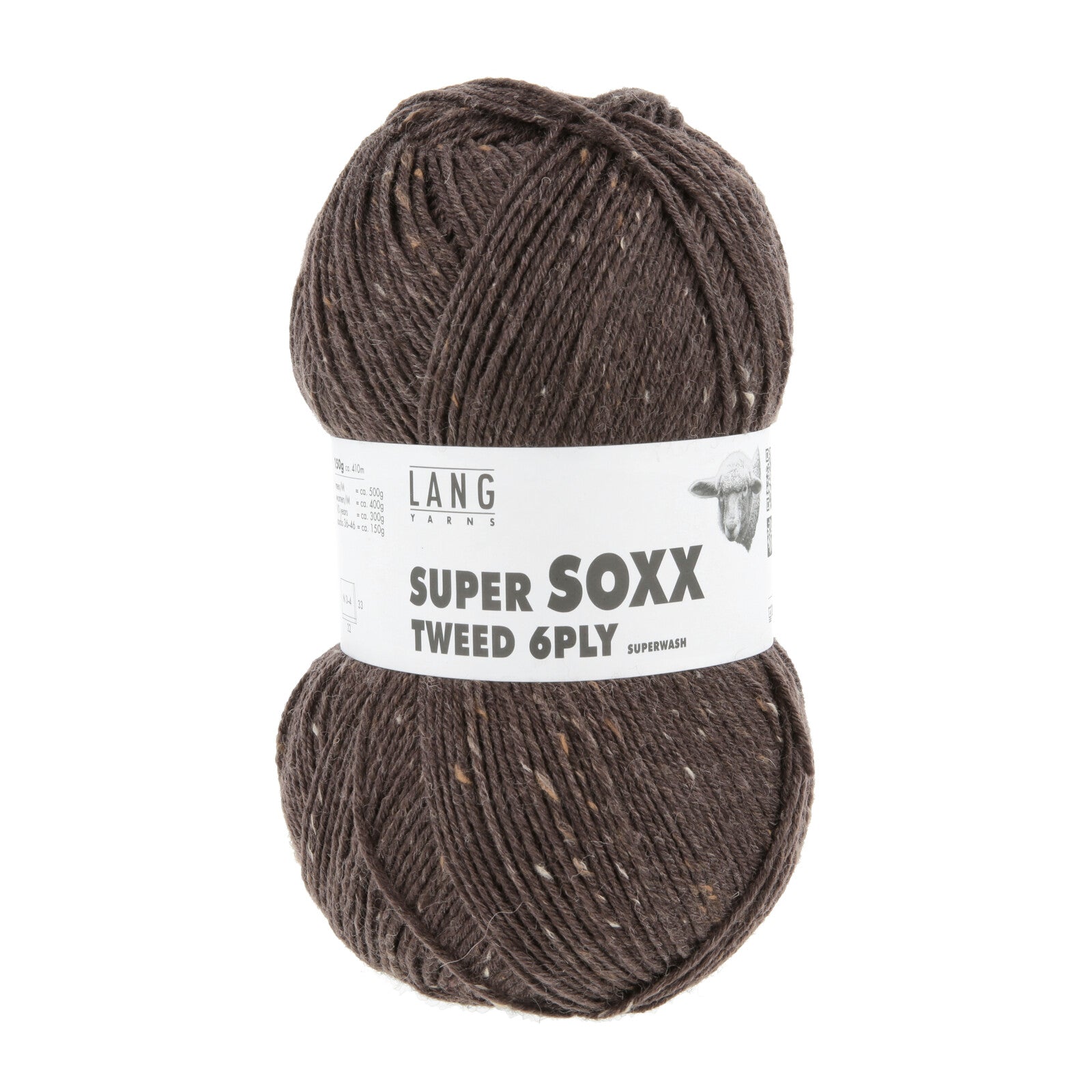 SUPER SOXX TWEED 6-FACH/PLY - CHOCO