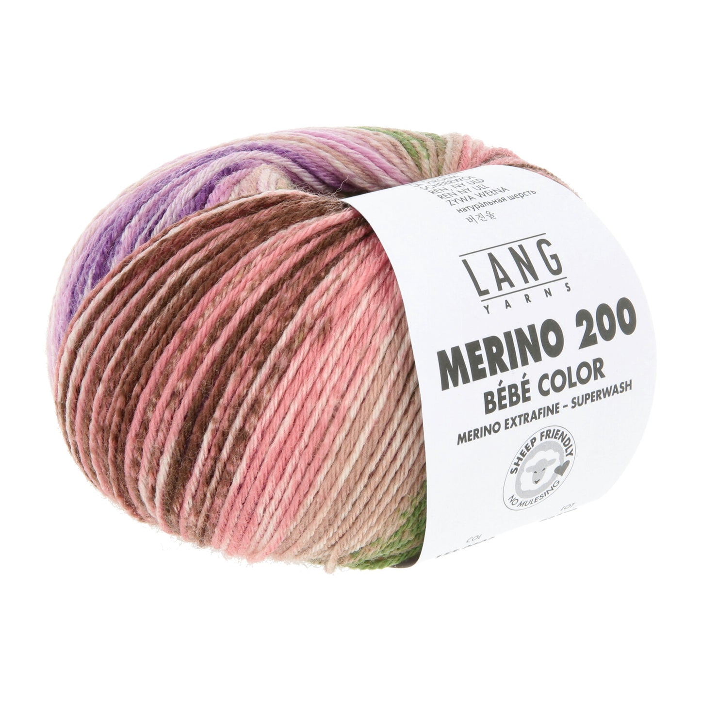 MERINO 200 BEBE COLOR - VIOLETT/FLAMINGO/GRAS