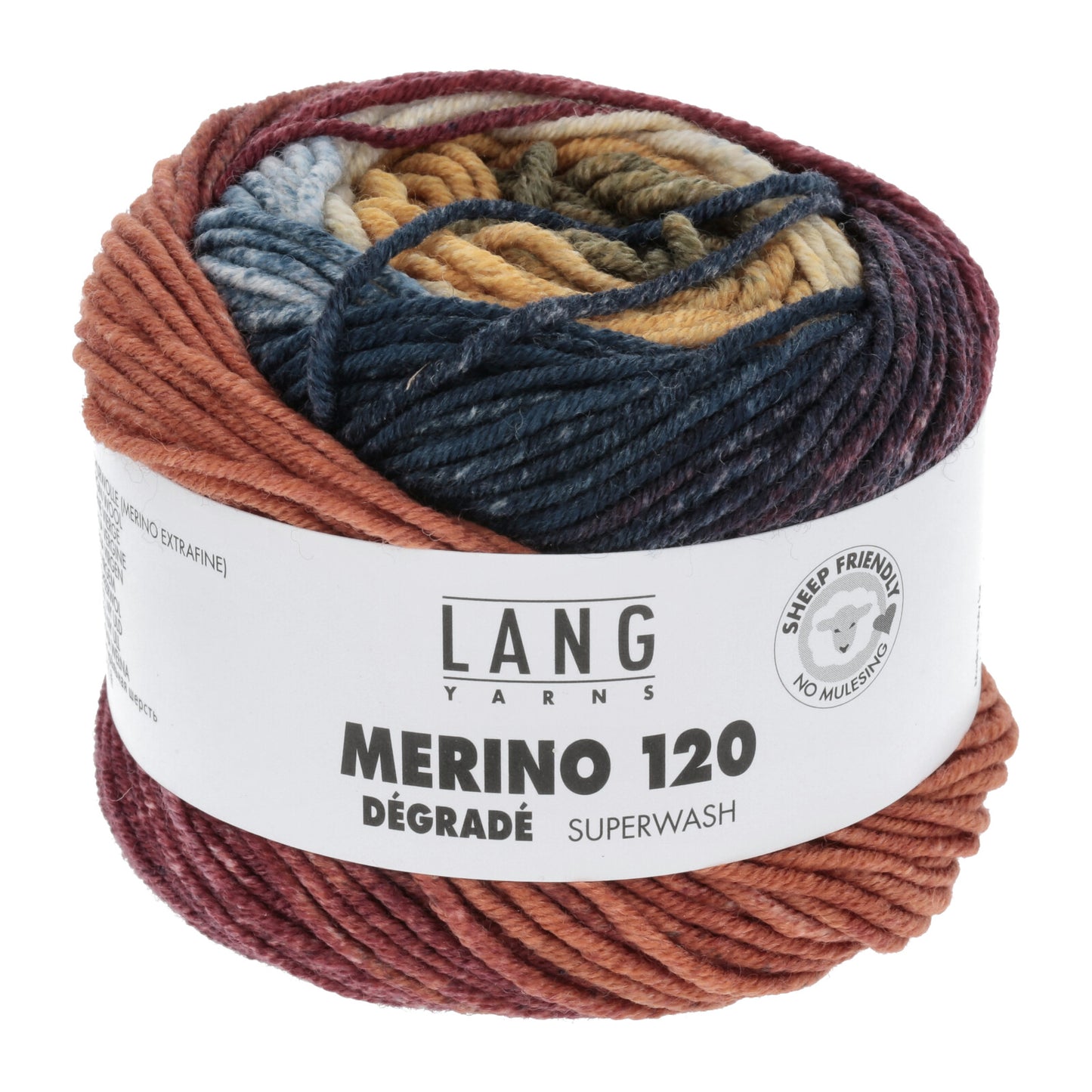 MERINO 120 DÉGRADÉ - BLAU/ORANGE/ZIEGEL