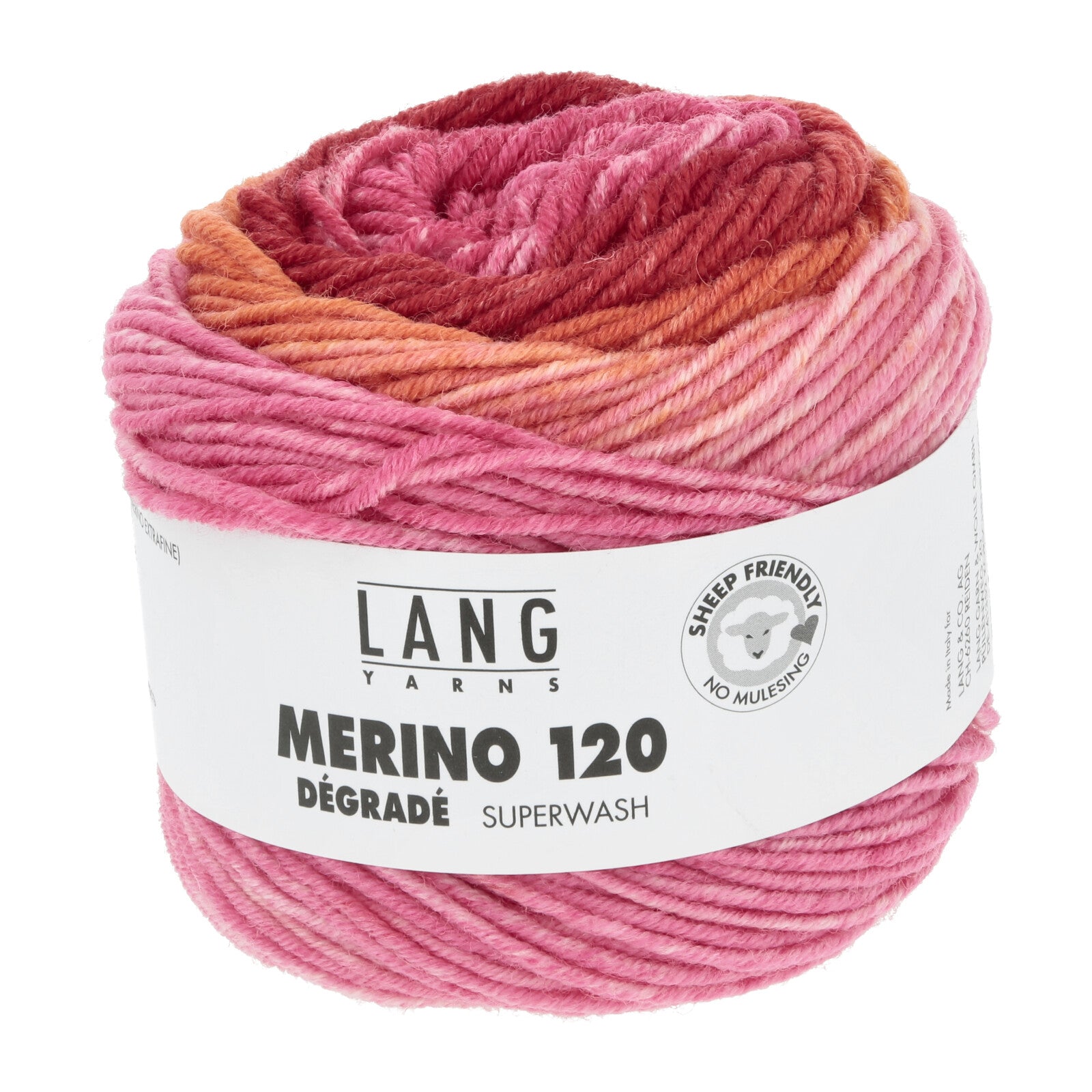 MERINO 120 DÉGRADÉ - ROSA/ORANGE/ROT
