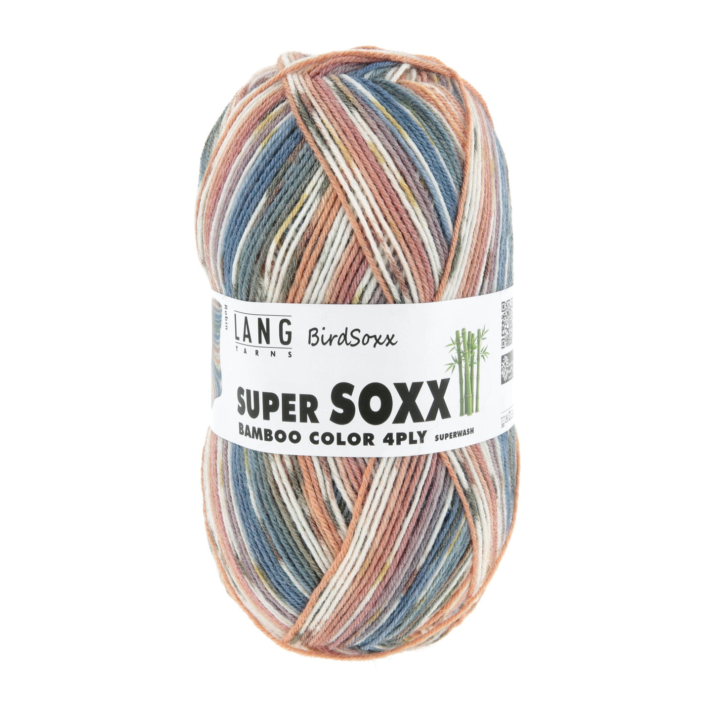 SUPER SOXX BAMBOO COLOR 4-FACH/4-PLY - ORANGE/BLAU-GRAU 1144 ROBIN
