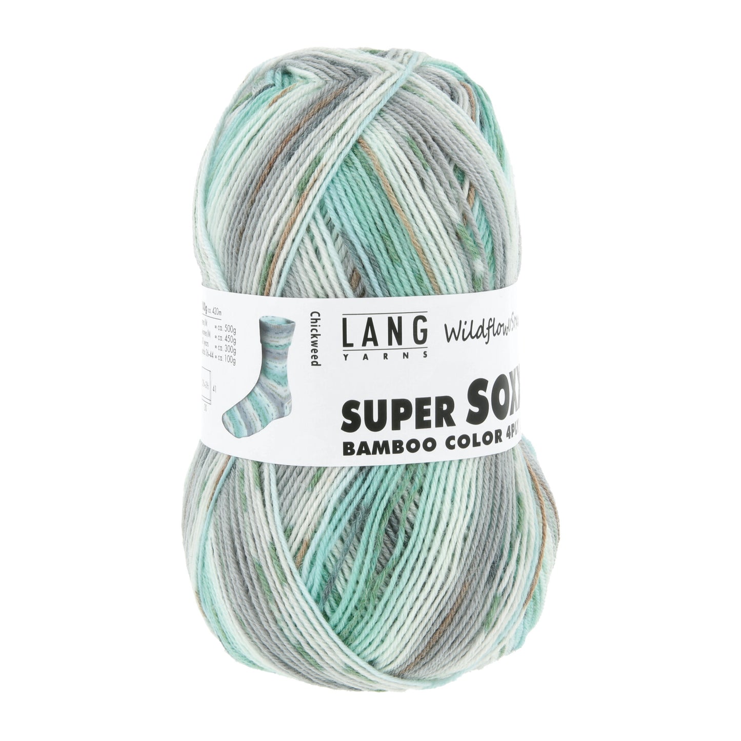 SUPER SOXX BAMBOO COLOR 4-FACH/4-PLY - TÜRKI/GRA/OFFWH 1152 CHICKWEED