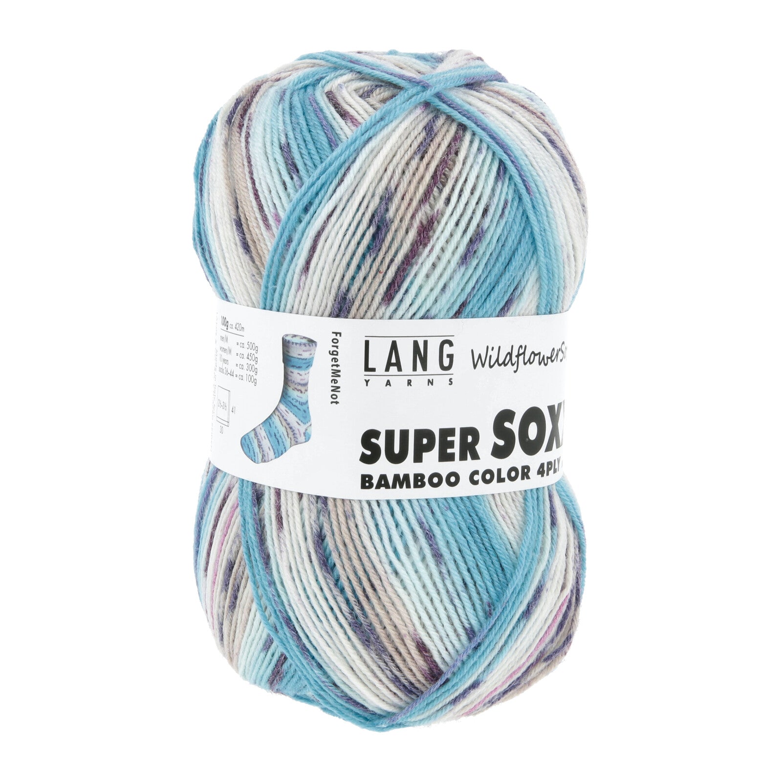SUPER SOXX BAMBOO COLOR 4-FACH/4-PLY - BLAU/OFFWHI 1152 FORGET-ME-NOT